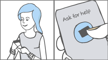 Girl asking for help on Helpmate app